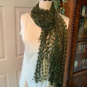 Green silk scarf netted - variable colors of green